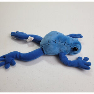 K&M Blue Frog Beanie Plush Toy Blue Black Spotted Frog Stuffed Animal Soft Cute